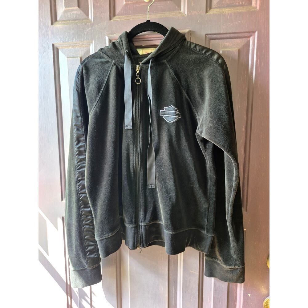 SOLD Harley-Davidson Velvet jacket with satin trim  logo womens sz large